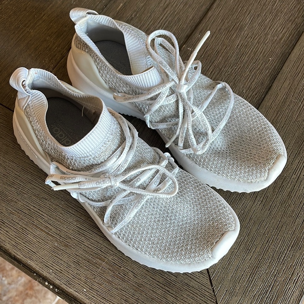 Adidas white running shoes